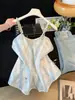 Camisola Bordada Floral Holgada con Cuello en V Estilo Vacacional para Mujer, Moda Verano 2026, Top Elegante Plisado con Caída