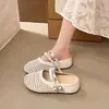 Sandálias Boken para Mulheres 2026 Novo Estilo de Verão Versátil com Saias, Slip-On, Tecidas, Meias-Pantufas Respiráveis para Mulheres