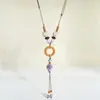 Serie de Animales Marinos Collar de Cerámica Colgante Largo de Vieira Estrella de Mar Caracola Colgante Pequeño Fresco Simple Cadena para Suéter