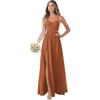 Vestido de Dama de Honor para Mujer con Tirantes Finos Sexy Abertura Larga Formal de Fiesta Nuevo 2026 Tela de Gasa