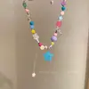 Colar Dopamina doce colorido arco-íris corrente clavícula 2023 novo popular personalizado com contas amor doce legal garota quente