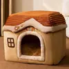 Casa para perro de otoño e invierno, diseño cerrado, engrosada para abrigar, casa estilo cuento de hadas, perrera, adecuada para perros pequeños, casa para mascotas estilo yurtas mongolas, casa para gatos