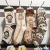 Calcetines de dibujos animados japoneses para mujer, otoño e invierno, nuevos calcetines de algodón peinado de tubo medio para mujer, calcetines de tubo largo de marca de moda con dibujos animados de anime para hombre.