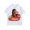 Camiseta de manga comprida com gola pequena estampada retrô de rua europeia e americana Camisa base água lavada solta de algodão de peso pesado americano 260g