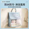 Nova bolsa de pendurar transparente para banheiro, bolsa de armazenamento tipo cesta de pendurar, ferramenta de armazenamento de roupas para troca e banheiro montada na parede para dormitório