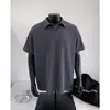 Camisa Polo de Manga Corta con Patrón de Trigo Gris Oscuro para Hombre Verano Marca de Moda Camiseta Pesada de Media Manga cleanfit Camiseta Americana