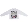 Camiseta Unisex de Manga Larga Holgada con Estampado de Letras Lavada y Desgastada Estilo Hip-Hop de Calle de Moda Otoño para Pareja Transfronteriza