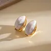 Brincos ovais geométricos de metal retrô europeus e americanos com gota de óleo, brincos minimalistas de nicho com um toque moderno e sofisticado para mulheres