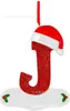 Decoración de iniciales navideñas con letras de sombrero rojo, Decoración colgante para árbol de Navidad DIY, Colgante personalizado, Regalo