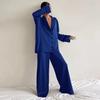 Nuevo Conjunto de Pijama de Dos Piezas Negro Cómodo de Lujo Ligero con Mangas Largas y Pantalones Largos para Primavera/Verano 2026 Ropa de Casa Transfronteriza Venta al por Mayor