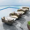 Sofá de Exterior para Patio al Aire Libre de Ratán Doble o de Tres Plazas Silla de Ratán Protección Solar Impermeable Silla de Ratán de Ocio para Jardín Combinación con Mesa de Café