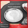 Prato Redondo de Aço Inoxidável para Cozinha, Prato Grande de Jantar, Prato para Cozinhar no Vapor, Prato Redondo para Churrasco, Bandeja, Louça Espessada, Estilo Minimalista Moderno Comercial