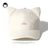 Boné de Baseball Bordado Retrô com Orelhas de Gato Fofas Estilo Japonês para Mulheres, Versão Coreana Boné Aba Reta Casual com Proteção Solar para Cabeça Grande para Homens