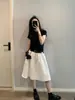 Awncoat Vem com um Cinto, Saia Evasê de Tencel para Mulheres, Novo Estilo de Verão, Comprimento Médio, Cobre o Quadril, Saia Emagrecedora