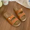 Pantuflas de Frijol Dorado con Suela Gruesa para Mujer, Suela Suave de Verano, de Moda para Exteriores, para Compras, Viajes, Suela Plana, Sandalias de Playa