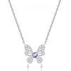 Nuevo Collar de Plata Esterlina S925 Joyería para Mujer Serie Rey de la Gloria Colgante de Diamante Púrpura Amor Mariposa Cadena Clavícula Combinable