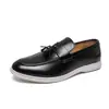 Sapatos casuais de couro com franjas masculinos plus size transfronteiriços, novos mocassins slip-on estilo britânico para primavera e outono de 2026