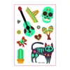 Día de los Muertos pegatinas de tatuaje luminosas impermeables lindas dibujos animados infantiles fiesta día de los muertos pegatinas temporales desechables