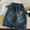 Novas Calças de Outono 2026 para Meninos e Meninas, Calças Jeans Lavadas com Estrelas, Calças Coloridas de Bebê com Apliques de Estrela