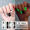 Película de esmalte de uñas que brilla en la oscuridad para Halloween, diseño de caricatura de calabaza, pegatinas de uñas impermeables y de larga duración, pegatinas populares de arte de uñas transfronterizas, en stock