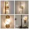 [Transfronteiriço] Luminária de Parede Cristalina Estilo Francês para Cabeceira de Cama, Luminária de Grade para Quarto, Sala de Estar, Parede de Fundo de TV, Decoração Dourada
