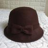Gorro de invierno para mujer, estilo coreano, con lazo, de lana, estilo británico, estilo retro, estilo pescador para exteriores.