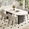 Mesa de jantar estilo creme de pedra sinterizada INS mesa de jantar e cadeiras luxo leve pedra sinterizada moderna minimalista simples mesa de jantar para sala de jantar em casa