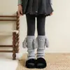Calcetines para Niñas Otoño Invierno Tejido Grueso Cubre Pantorrillas Apilados Estilo Coreano Infantil Orejas de Cachorro Dibujadas Calcetines de Media Pantorrilla