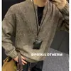 Suéter Cardigan Novo Primavera/Outono 2026 Retrô Americano Casual Estilo Preguiçoso Gola V Malha Outerwear Masculino Cor Sólida