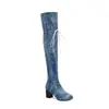 Botas de Moda Europeas y Americanas con Tacón Cuadrado y Cremallera 48, Botas de Cuero para Mujer Otoño e Invierno, Punta Redonda, Talla 44, Botas para Mujer Transfronterizas, Zapatos de Tacón Alto para Mujer Talla 46