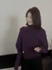 Suéter de punto para mujer con diseño de fruncido lateral y cuello alto, prenda interior para otoño e invierno, entallado a la cintura, adelgazante, top elegante 6402