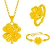 Collar con colgante de trébol de cuatro hojas de moda japonesa y coreana al por mayor, anillo, pulsera, juego de joyas, colgante de anillo de trébol de la suerte