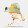 Chapéu de Sol com Ventilador Solar para Crianças, Chapéu de Sol Unissex, Chapéu de Sol Respirável com Aba Larga de Malha para Bebê