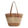 Bolso tejido de bloques de color a rayas transfronterizo, moderno, casual, simple, versátil bolsa de playa, bolsa de mano de gran capacidad para vacaciones