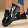 Nuevos Mocasines de Charol Talla Grande de Caña Baja con Suela Gruesa Estilo Británico de Comercio Exterior para Mujer Mocasines Casuales Slip-On