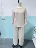 Conjunto de Pantalones Rectos Casuales de Moda para el Hogar Transfronterizo Nuevo Otoño/Invierno 2026, Atuendo Elegante de Dos Piezas de Canalé Holgado con Cuello en V