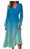 Vestido estampado europeu e americano Amazon Cross-border 2024 primavera e outono novo vestido slim fashion com decote em V vestido de manga comprida para mulheres