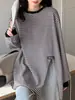 Camiseta de manga larga a rayas ajustada de longitud media hasta la cadera, estilo europeo, nueva para principios de primavera, para mujer, camiseta base de algodón puro, moderna
