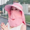 Sombrero para Mujer, Sombrero de Sol de Verano, Cubre Rostro, Ciclismo, Exterior, Plegable, Sombrero de Sol para Playa, Sombrero de Ala Ancha, Sombrero de Sol, Protección UV