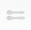 Alimentos transfronteiriços para bebê, pasta de arroz de grau alimentício, alimento complementar, conjunto de talheres de treinamento, cabeça macia, para bebê comer, à prova de quedas, colher e garfo totalmente de silicone