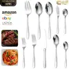 Talheres de Aço Inoxidável 430 Transfronteiriços Elegante Padrão Martelo Rachadura de Tecido Garfo de Faca de Bife Ocidental Garfo Colher Colher de Sobremesa Hotel
