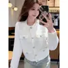 Atuendos de Primavera, Otoño e Invierno: Abrigo Corto de Punto Trenzado con Cuello Redondo, Elegante y Sofisticado Cárdigan para Mujer