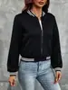 Otoño Amazon Transfronterizo Europeo y Americano Ebay Nueva Moda Casual Versátil Cremallera Chaqueta de Béisbol para Mujer