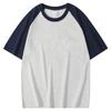 Playera Raglán de Algodón Puro de Manga Corta con Cuello Redondo y Color Contrastante Personalizada de 32 Hilos 260g Pesada Holgada Grande con Hombros Descubiertos Moderna Casual
