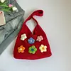 Bolsa de Flor de Alto Valor Tecida à Mão para Mulheres 2026 Nova Coleção Primavera Estilo Nicho Bolsa de Praia para Férias na Praia Bolsa de Ombro