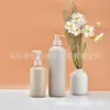 Botella de Plástico Ecológico con Popote para Gel Antibacterial 250ml 500ml Bomba de Madera de Bambú Botella de Cosmético Champú Gel de Ducha