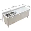 Gabinete de Cocina de Acero Inoxidable 304 Estilo Gabinete Fregadero Lavado de Manos Lavado de Verduras Fregadero de Gabinete Integrado Plataforma de Fregadero de un Solo Tazón