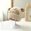 Gorro para bebé, estilo otoño e invierno, gorro de punto para niños, diseño de cordero pequeño, gorro cortavientos para exteriores, adecuado para niños de 3 años
