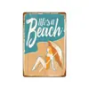 2026 Novo Estilo Pintura de Lata Retrô de Praia, Pintura Decorativa de Parede de Fundo para Café, Pintura de Parede Sem Moldura para Casa