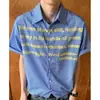 Camisa de Manga Corta para Hombre, Verano Holgada Casual Estampada Letra Cuadros Chaqueta, Estilo Delgado Camisa Fresca